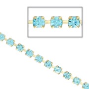 Catena strass in cristallo tagliato in ottone 2.10 mm Aquamarine Ottone x50cm|raw }}