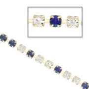 Catena strass in cristallo tagliato in ottone 2.10 mm Crystal/bermuda Blue Ottone x50cm|raw }}
