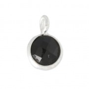 Ciondolo rotondo sfaccettato 6.9 mm Argento 925/Black Onyx|raw }}