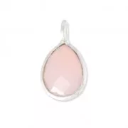 Ciondolo goccia sfaccettata 6.8x12.7 mm Argento 925 /Quarzo rosa x1