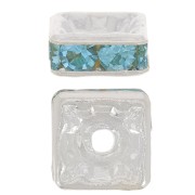 Perla rondella Strass quadrata mm. 6 argentato/Acquamarina x1|raw }}