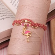 Ciondolo Fenicottero Rosa smaltato 24mm Pink Coral/dorato x1