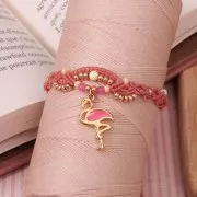 Ciondolo Fenicottero Rosa smaltato 24mm Pink Coral/dorato x1