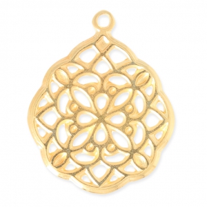 Ciondolo in metallo Goccia traforata 26.5mm Dorato con oro finocon oro fino x1