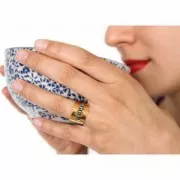 Anello regolabile largo con 3 anelli da personalizzare Dorato con oro finox1