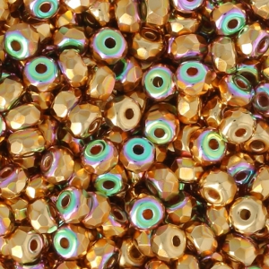 Perle in vetro Rep. Ceca Micro Spacers 2x3 mm 24 K Gold Plated AB x25