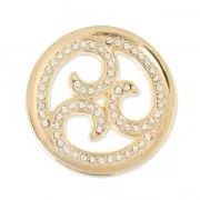 Cabochon in metallo 33 mm con strass - Traforato - dorato x1