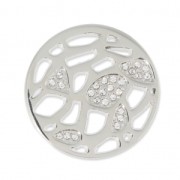 Cabochon in metallo 33mm con strass- Forma geometrica - rodiato x1