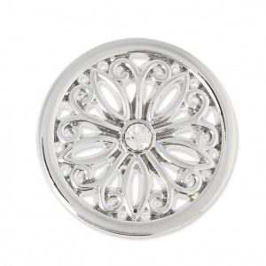 Cabochon in metallo 33 mm con strass - Rosone - rodiato x1