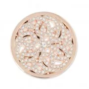 Cabochon in metallo 33mm con strass- Rosone - dorato rosa x1