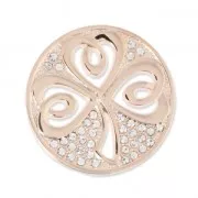 Cabochon di metallo 33 mm con strass - Trèfle - dorato rose x1