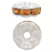 Perla rondella Strass mm. 8 argentato/Topaz x1