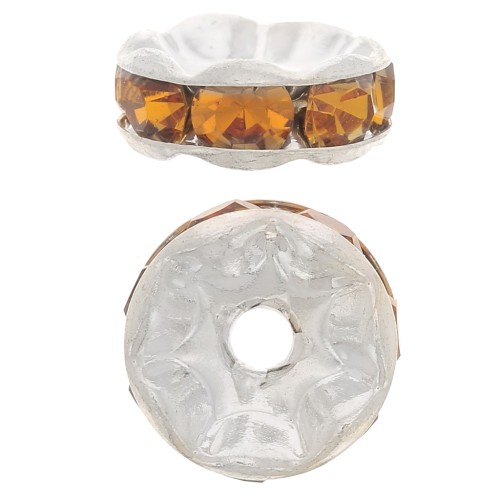 Perla rondella Strass mm. 8 argentato/Topaz x1