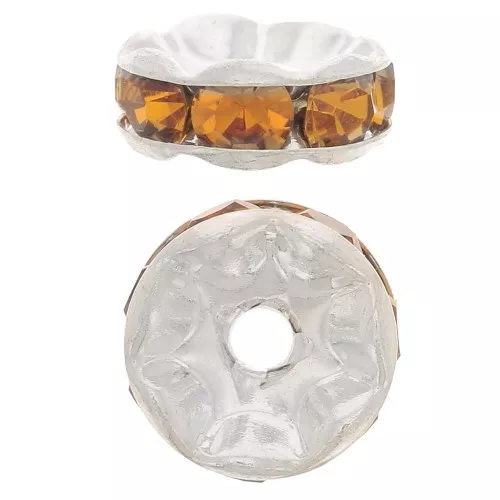Perla rondella Strass mm. 8 argentato/Topaz x1