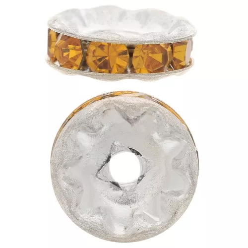 Perla rondella Strass mm. 10 argentato/Topaz x1