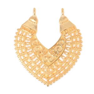 Pendente distanziatore 2 anelli cuore etnico 43 mm Dorato con oro fino