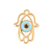 Mano di Fatima con occhio portafortuna resina epossidica 20x16 mm|raw }}