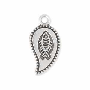 Ciondoli foglia disegno Pesce 9x15 mm Placcatura argento antico