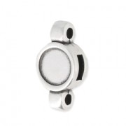 Passante per laccetto piatto 5 mm - 2 fori - Placcatura argento antico