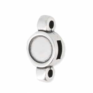 Passante per laccetto piatto 5 mm - 2 fori - Placcatura argento antico