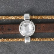 Passante per laccetto piatto 5 mm - 2 fori - Placcatura argento antico