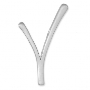 Pendente V 44x29 mm per polaris o perline 10 mm rodiato satinato