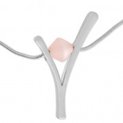 Pendente V 44x29 mm per polaris o perline 10 mm rodiato satinato