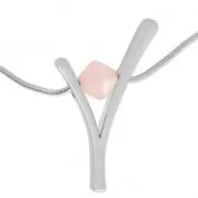 Pendente V 44x29 mm per polaris o perline 10 mm rodiato satinato