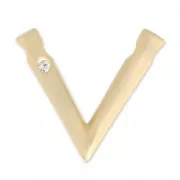 Pendente V con strass 32x37 mm per polaris o perline16 mm dorato satinato