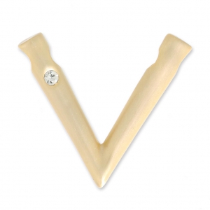 Pendente V con strass 32x37 mm per polaris o perline16 mm dorato satinato
