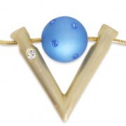 Pendente V con strass 32x37 mm per polaris o perline16 mm dorato satinato