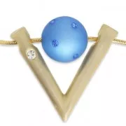 Pendente V con strass 32x37 mm per polaris o perline16 mm dorato satinato