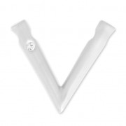 Pendente design V con strass 32x37 mm per polaris o perline16 mm argentato  satiné