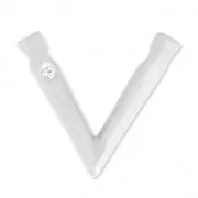 Pendente design V con strass 32x37 mm per polaris o perline16 mm argentato  satiné