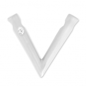 Pendente design V con strass 32x37 mm per polaris o perline16 mm argentato  satiné