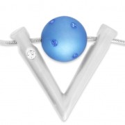 Pendente design V con strass 32x37 mm per polaris o perline16 mm argentato  satiné