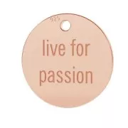 Medaglia Live for passion mm.11 Argento 925 dorato rosa x1