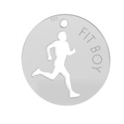Ciondolo rotondo traforato" Fit Boy" 14 mm in Argento 925 x1|raw }}