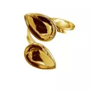Anello doppio cabochon PureCrystal Poire 4320 14x10 mm Argento 925 dorato con oro x1