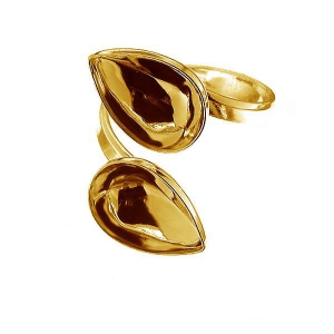 Anello doppio cabochon PureCrystal Poire 4320 14x10 mm Argento 925 dorato con oro x1