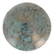 Cabochon di vetro di Puca® 25 mm Opaque Aqua Luster Bronze x 1