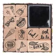 Set de 11 stampi in legno con inchiostratore - Magical Summer for Girl