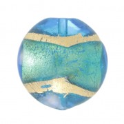 Bombata Murano aquamarina circondata di oro mm. 18 x1