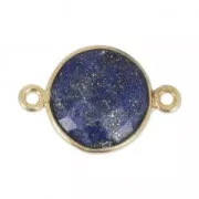 Distanziatori 2 anelli  12 mm castone Argento 925 placcatura Oro / Lapis lazuli x1
