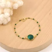 Distanziatori 2 anelli  12 mm castone Argento 925 placcatura Oro / Smeraldo tinto x1