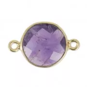 Distanziatori 2 anelli  12 mm castone Argento 925 placcatura Oro / Ametista x1