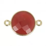 Distanziatori 2 anelli  12 mm castone Argento 925 placcatura Oro imitazCorniola x1