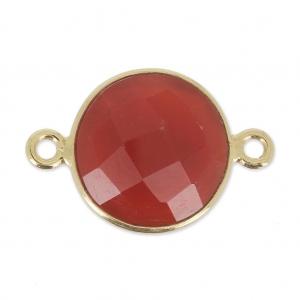 Distanziatori 2 anelli 12 mm castone Argento 925 placcatura Oro imitazCorniola x1