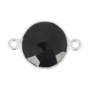 Distanziatori 2 anelli  12 mm castone Argento 925 /  Black Onyx x1