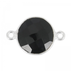 Distanziatori 2 anelli  12 mm castone Argento 925 /  Black Onyx x1
